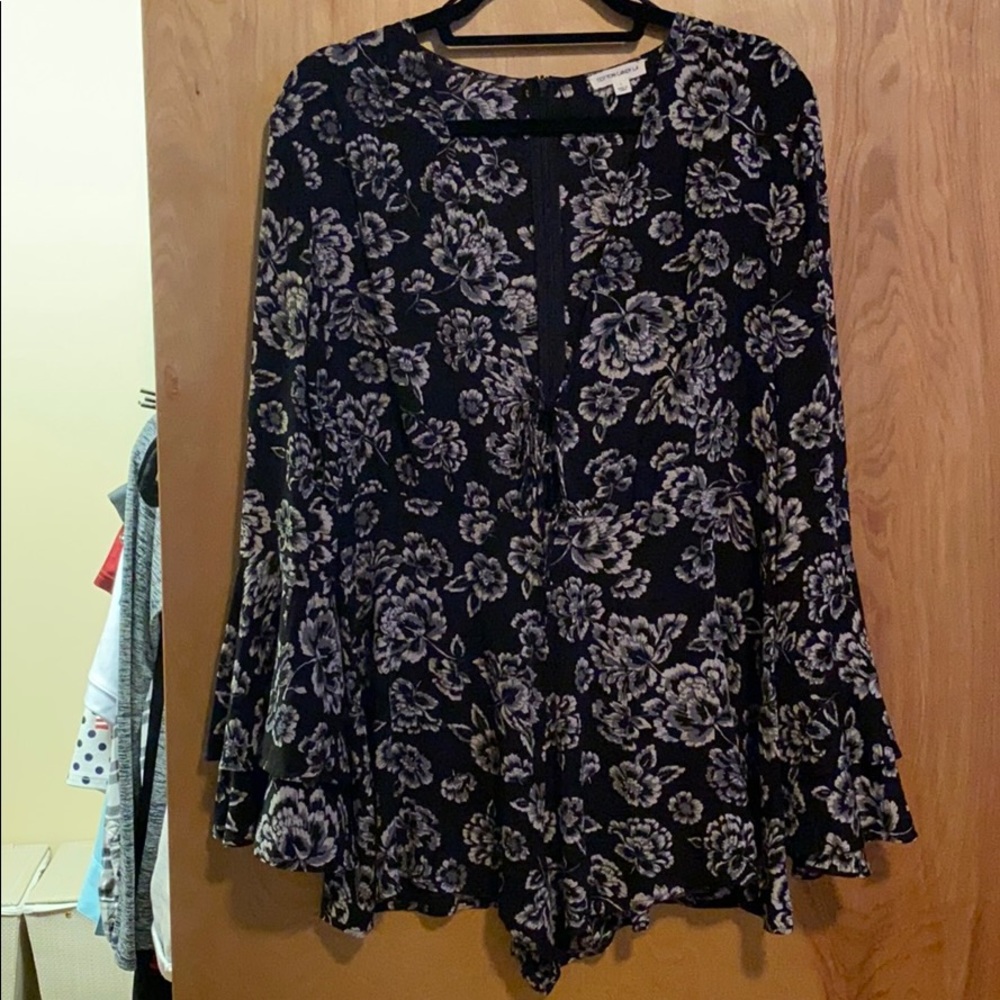 Black floral romper